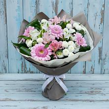 Букет цветов из:  Герберы, Альстромерии и Хризантемы #REPLACE_PRED# Новосемейкино