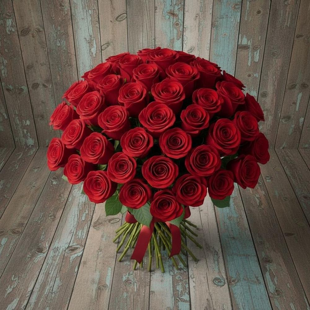Букет 55 Красных роз Фридом в Новосемейкино
