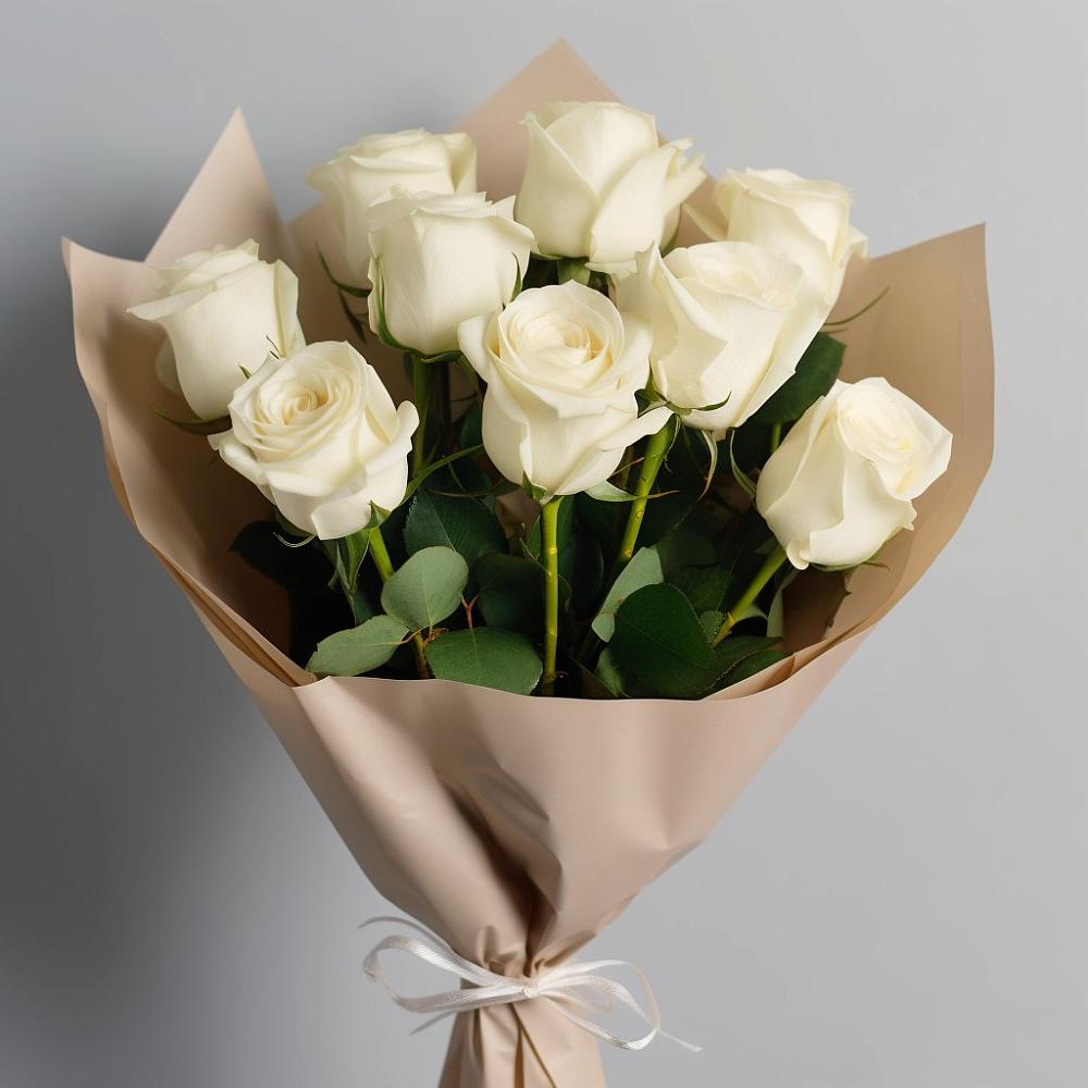 Букет 9 Белых роз Эдлесс Лав в Новосемейкино