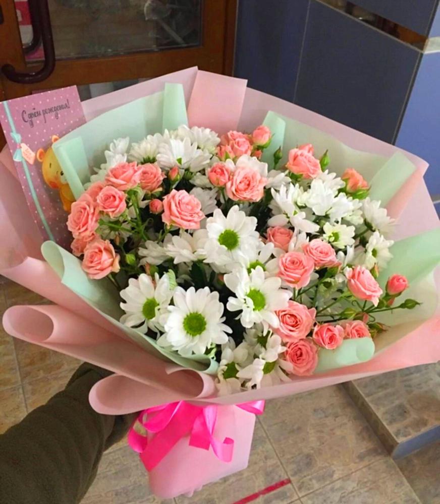 Букет цветов из: Розы и Хризантемы в Новосемейкино