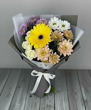 Букет цветов из:  Розы, Герберы и Хризантемы в Новосемейкино