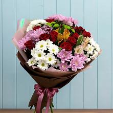 Букет цветов из:  Розы, Хризантемы и Альстромерии #REPLACE_PRED# Новосемейкино