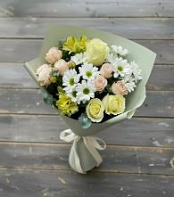 Букет цветов из:  Альстромерии, Розы и Хризантемы в Новосемейкино