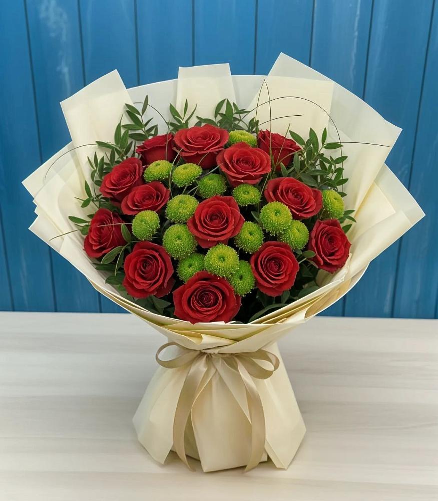 Букет цветов из: Розы и Хризантемы в Новосемейкино